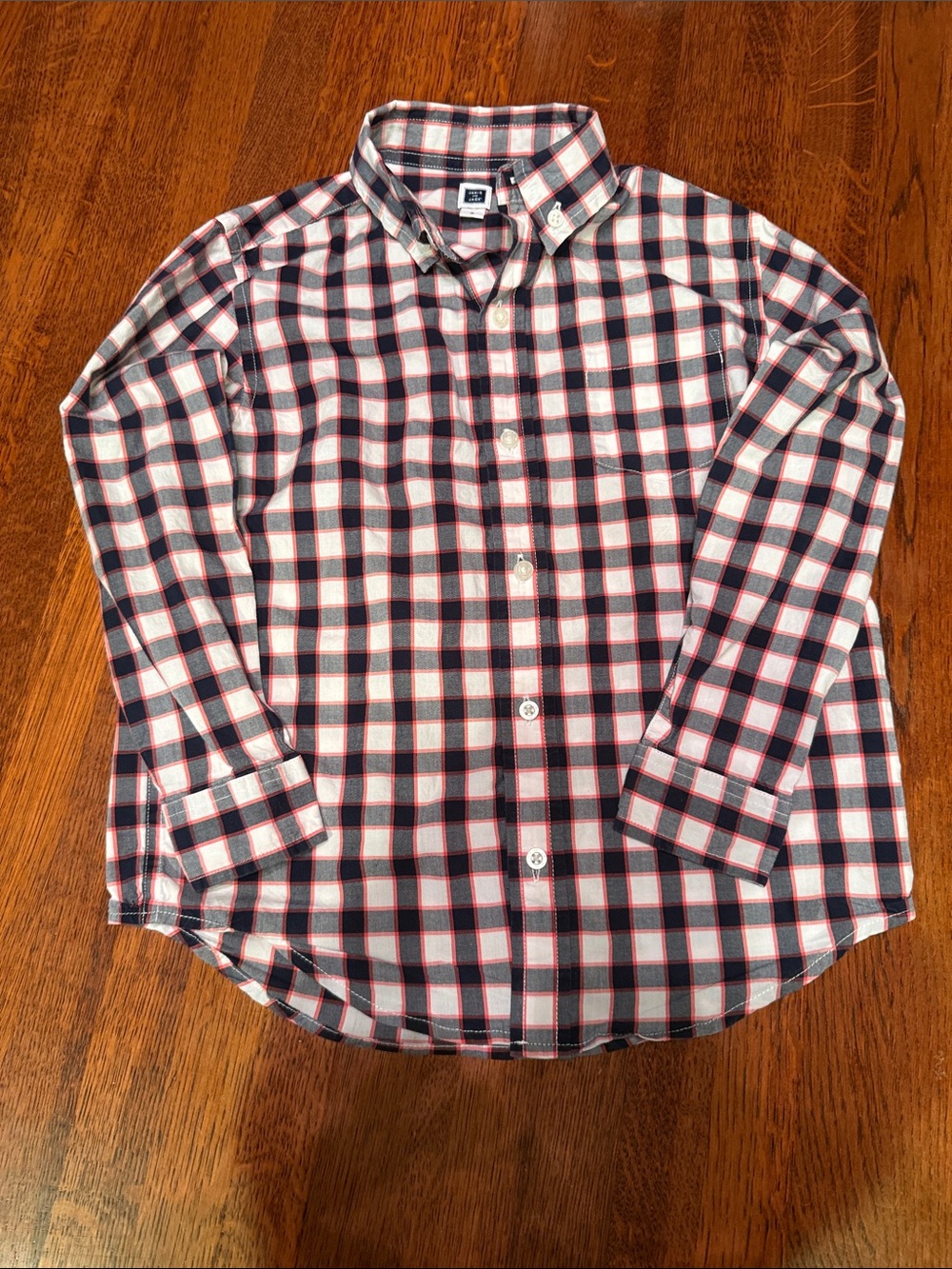 Janie and Jack Men's Plaid Button-Down Shirt - Navy, Red & White